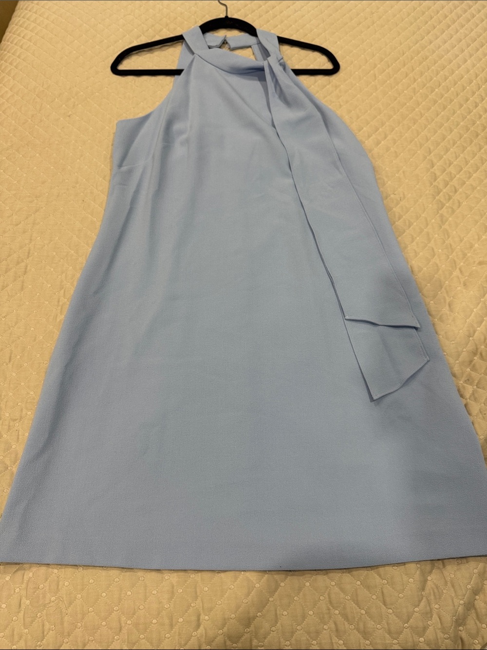 Vince Camuto Soft Blue Halter Tie-Neck Mini Dress